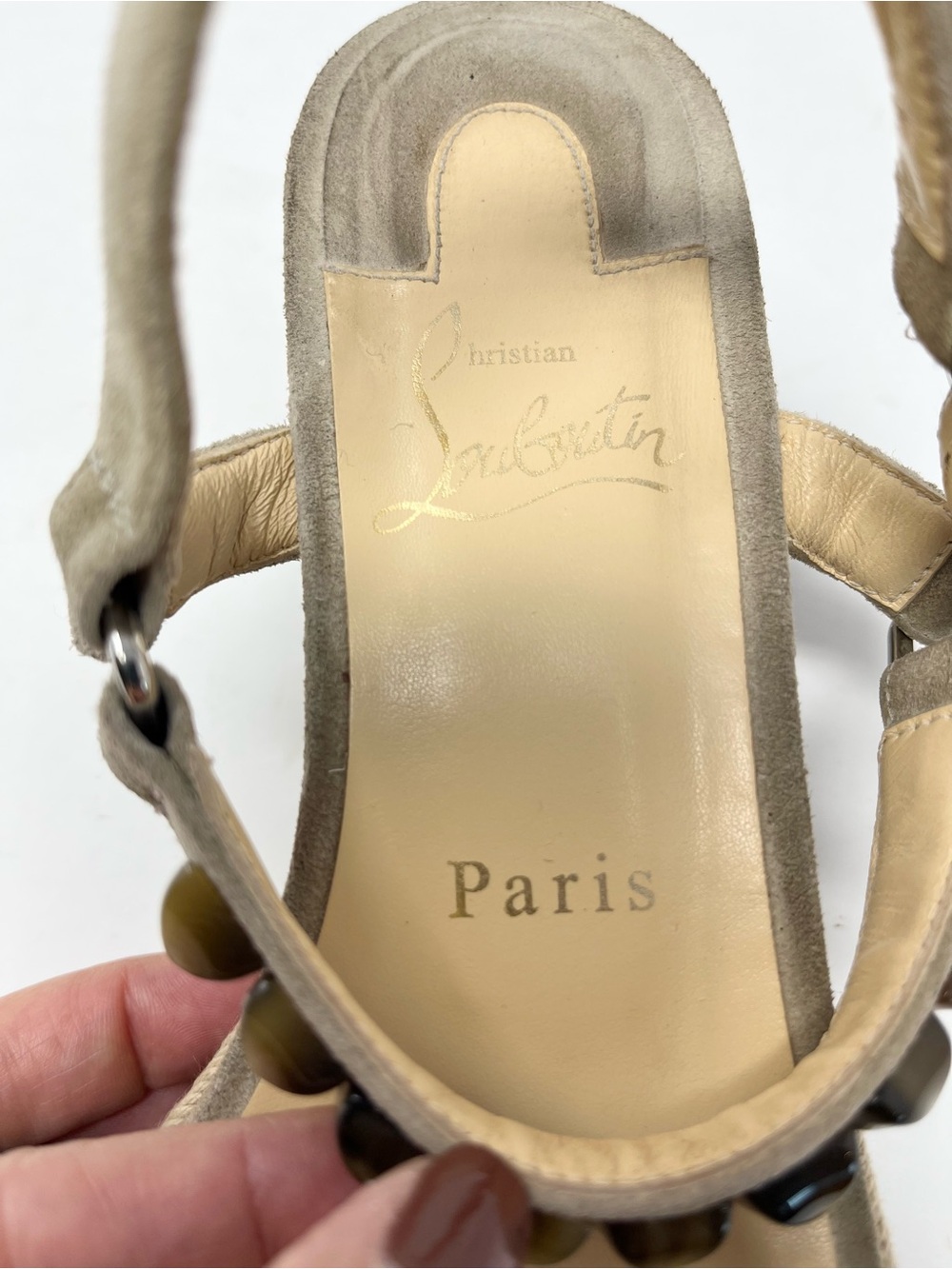 Christian Louboutin Pyraclou 60 Spike Studded Platform Sandals Beige Brown 40 10 - Picture 7 of 10
